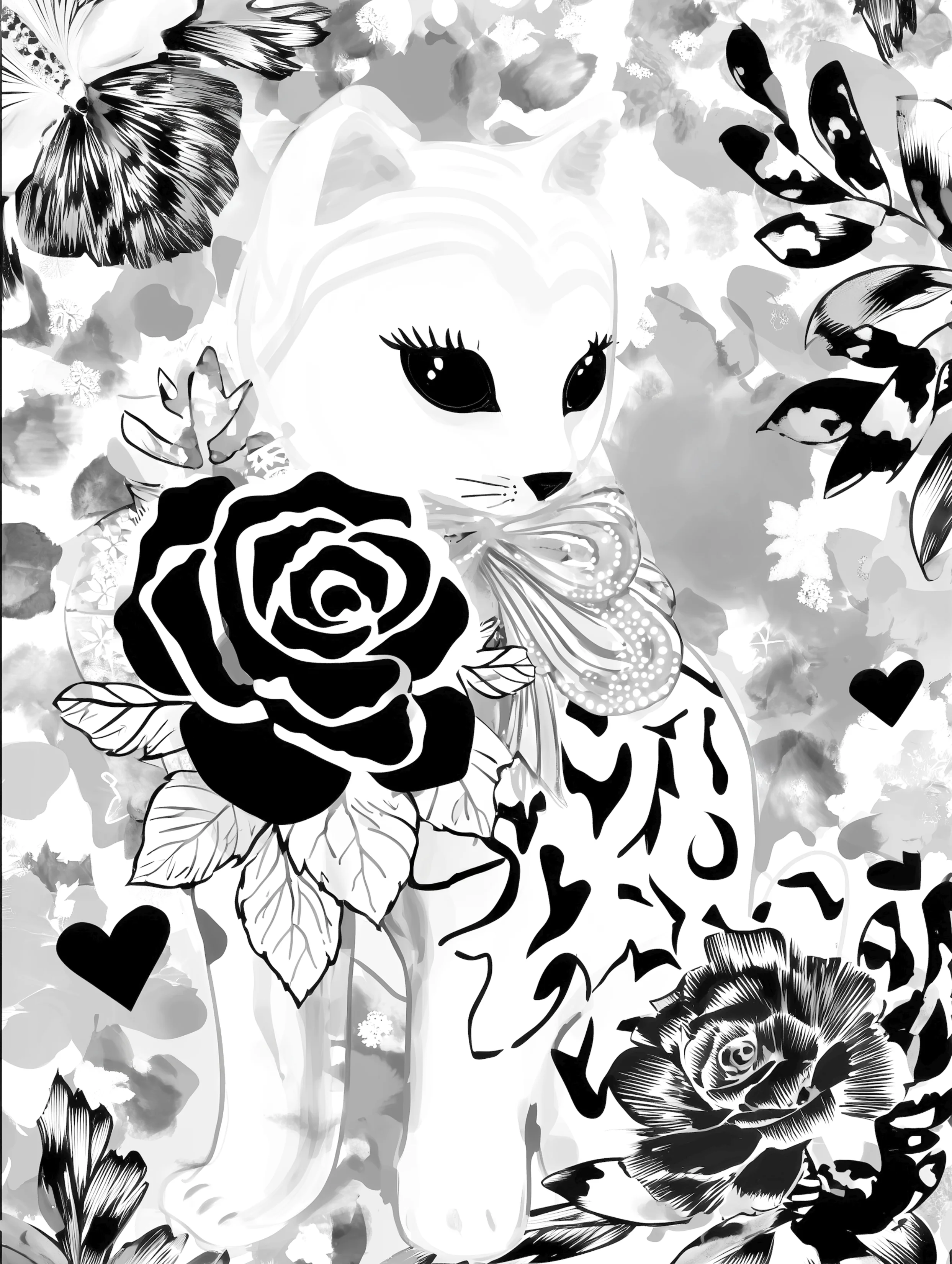 Free printable kitten coloring page featuring rosy collar cat